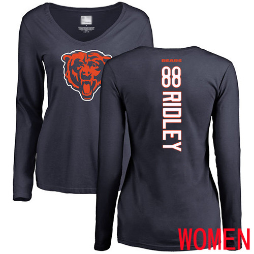 Chicago Bears Navy Blue Women Riley Ridley Backer NFL Football #88 Long Sleeve T Shirt